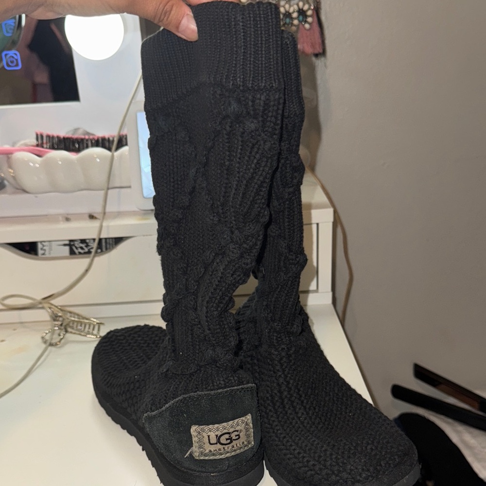 UGG Women's Black Cable Knit Boots